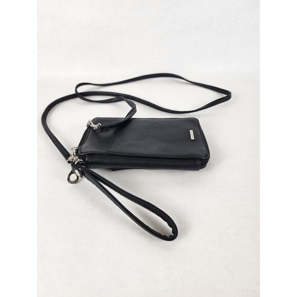 Relic Women's Black Messenger Bag Purse Zipper Wallet 4"x7"x1.5" Wrist Strap - Picture 4 of 9